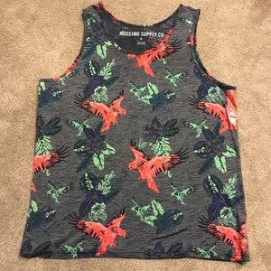 New Mens Tropical Parrots Tank Top Size XL